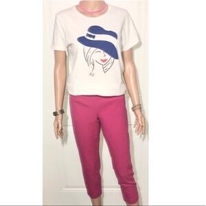 J Crew City fit cropped pink pants 8 with 2 Medium tops
